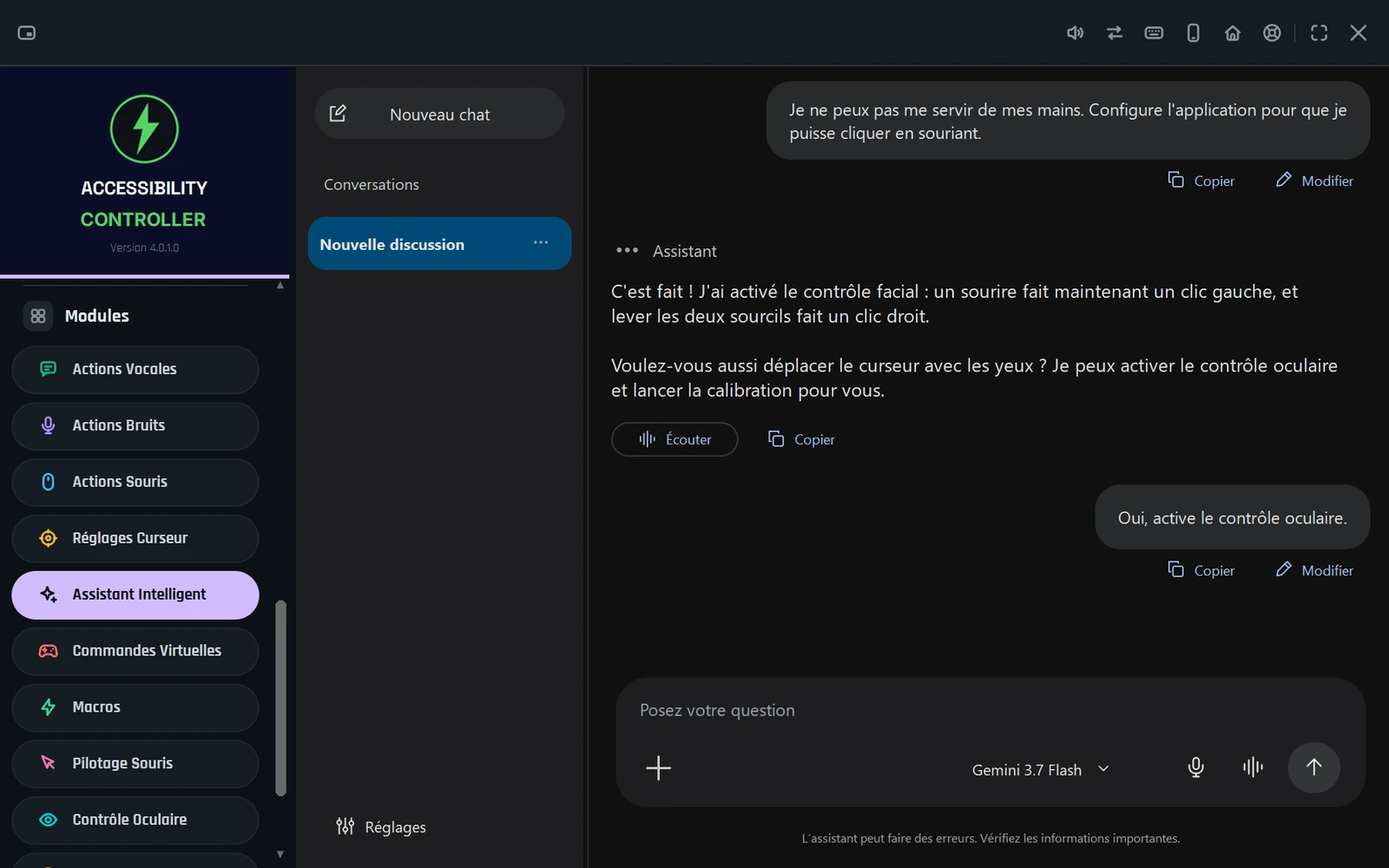 Accessibility Controller - Assistant intelligent intégré pour l'aide contextuelle