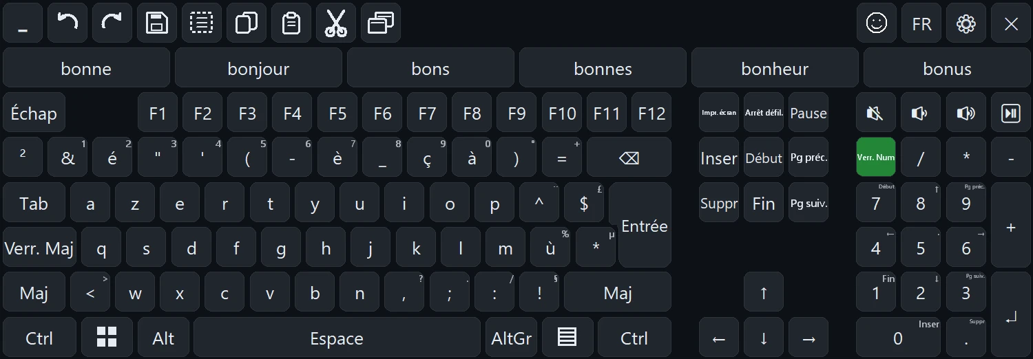 Accessibility Controller - clavier virtuel personnalisable à l'écran : couleurs, taille, touches éditables