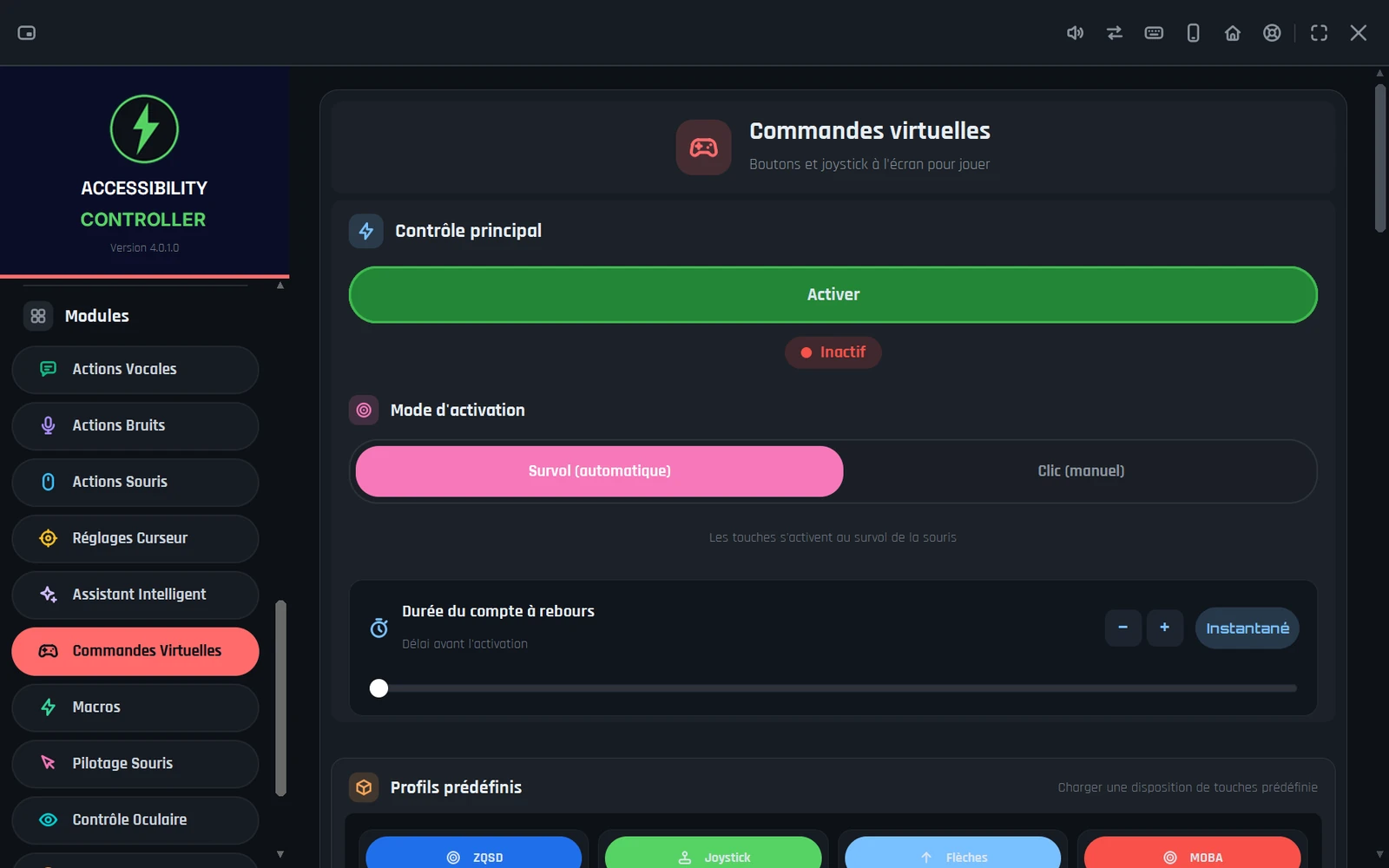Accessibility Controller - Boutons virtuels overlay clavier à l'écran