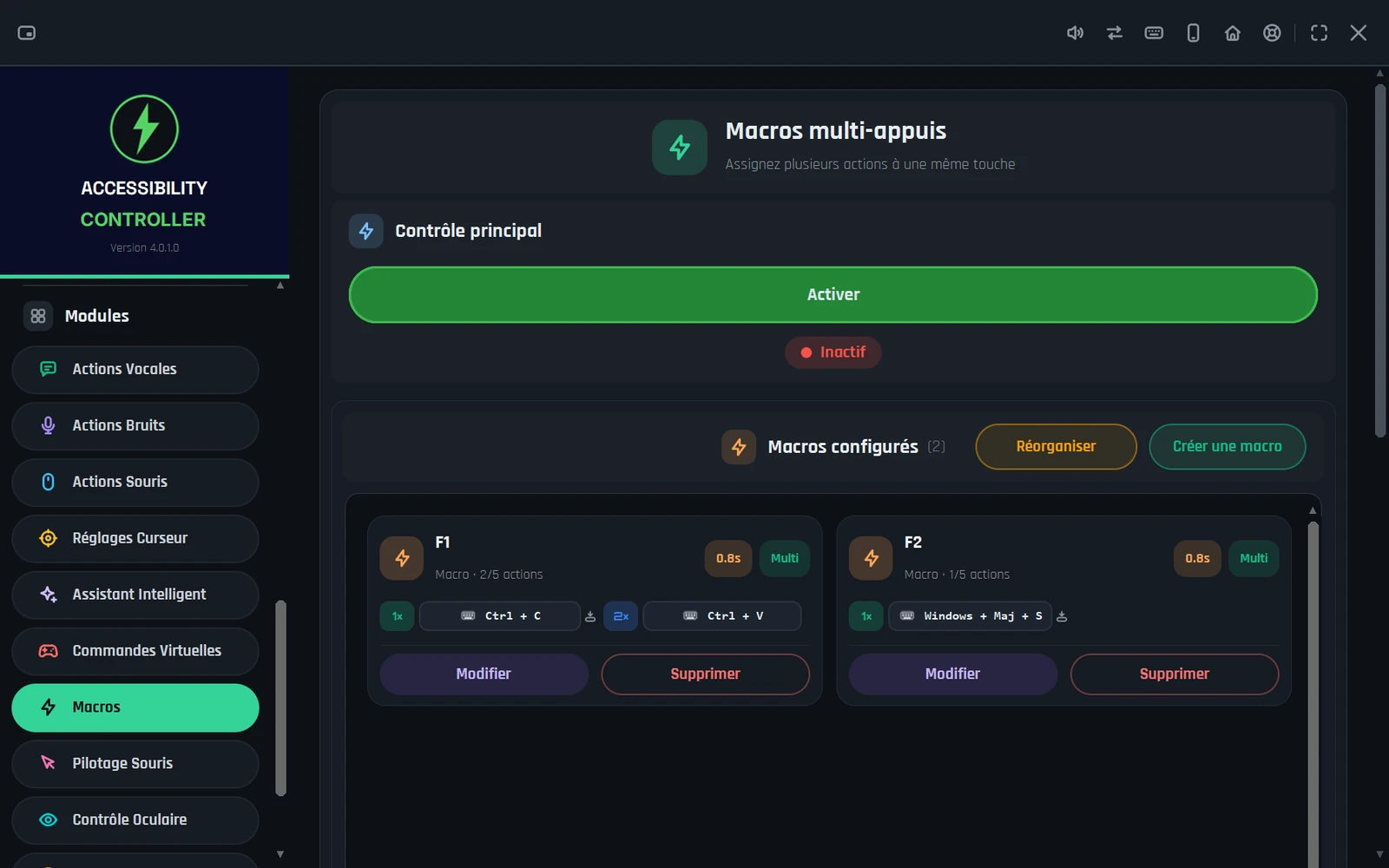 Accessibility Controller - Macros et combos de touches multi-actions